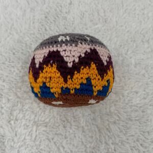 Vintage 90s Hacky Sack Kick Game Footbag Crochet Woven Multicolor Stress Ball